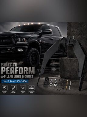 '10-18 RAM 2500/3500 SDHQ BUILT A-PILLAR LIGHT MOUNTS